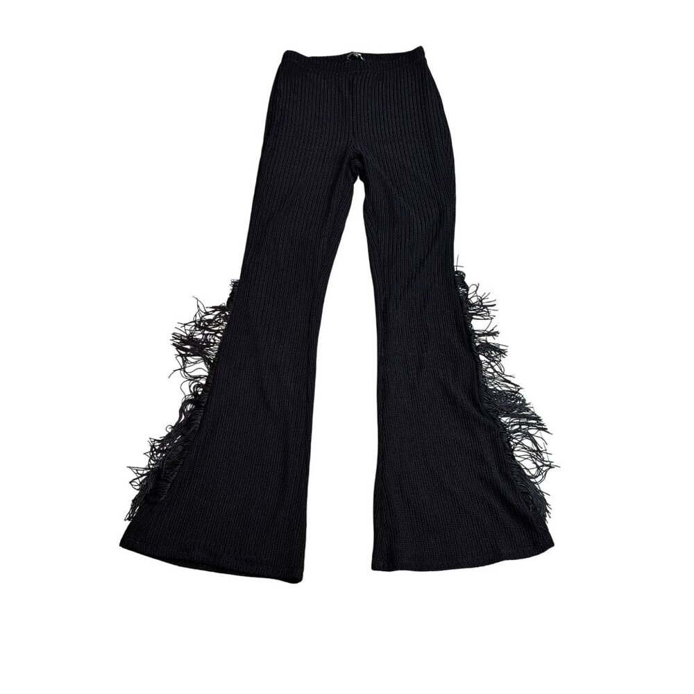 Fashion Nova Black Fringe Flare Pants S